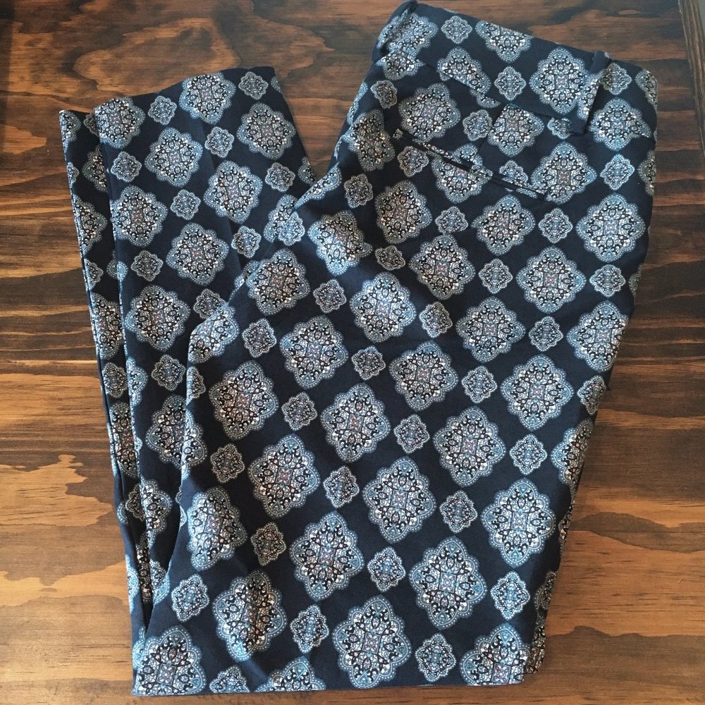 NWOT LOFT Paisley Print Navy Pants